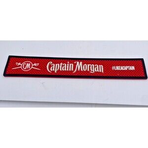 Captain Morgan Red Black Bar Rubber Spill Rail Gutter Mat #LikeACaptain Home Bar